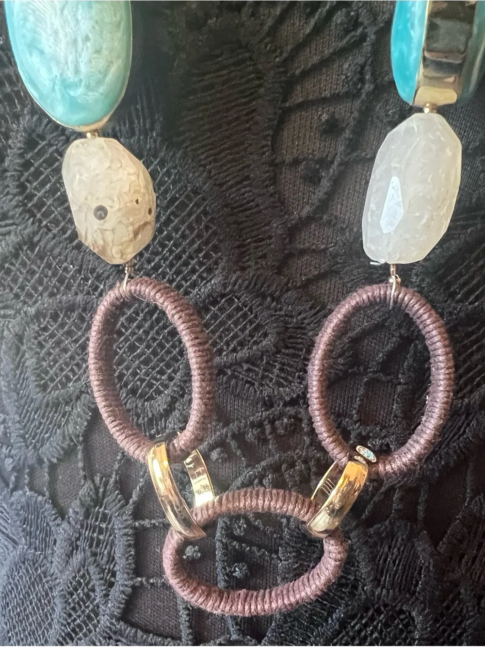Chicos Turquoise & Lime Bead adjustable Necklace